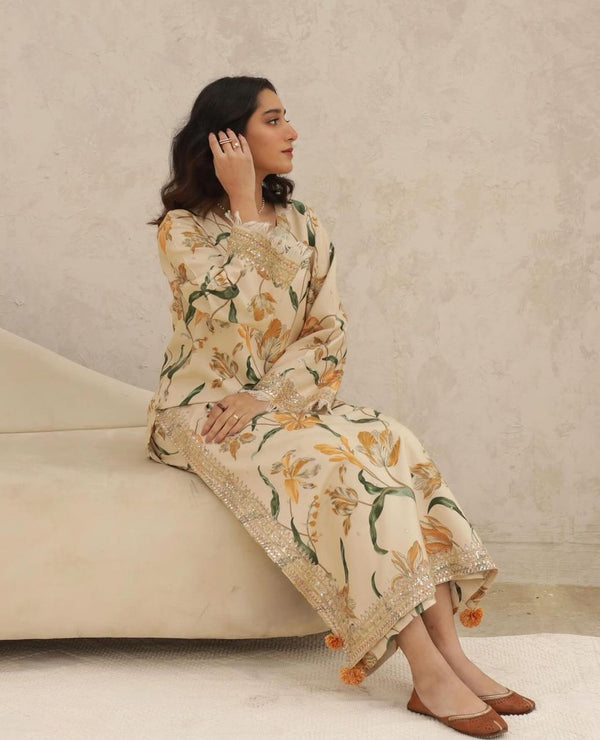 Ivory Flora 2-Piece Stitched Suit